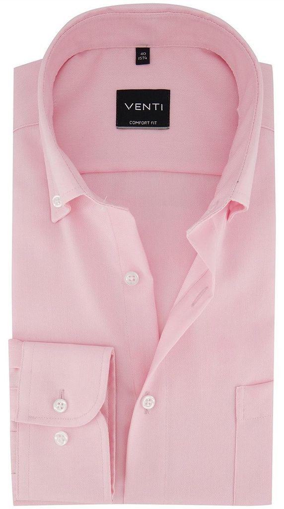 Casual uni rosa Langarm-Button-Down-Hemd Venti Produktbild 