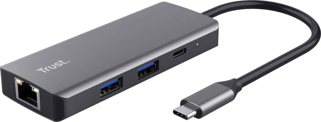 Adaptateur USB-C Ethernet TRUST Dalyx Argent pour Connexion Fibre Stable