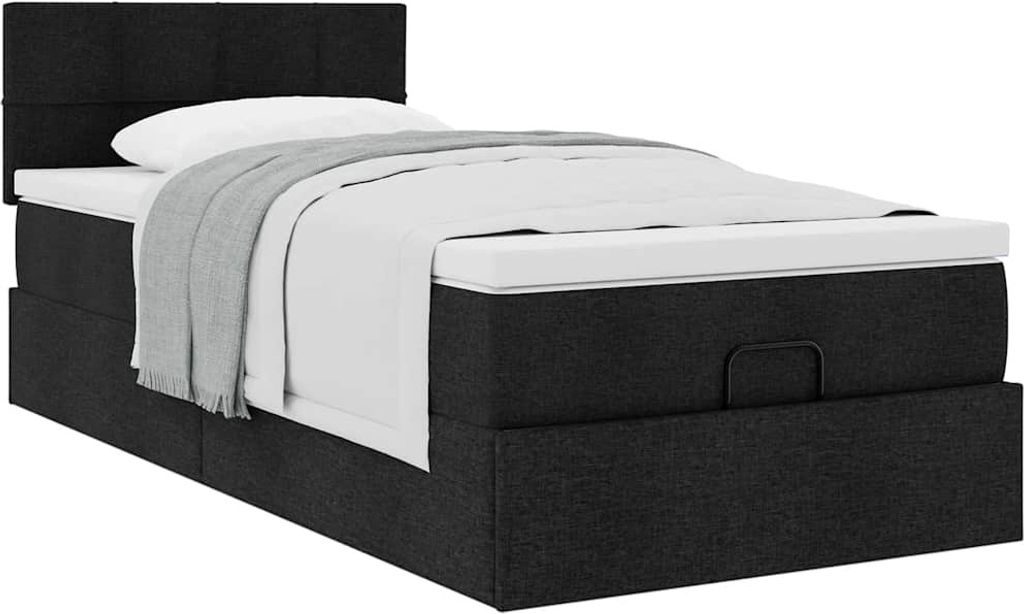 Maison Exclusive - Ottoman-Bett mit Matratze Schwarz 100x200 cm Stoff