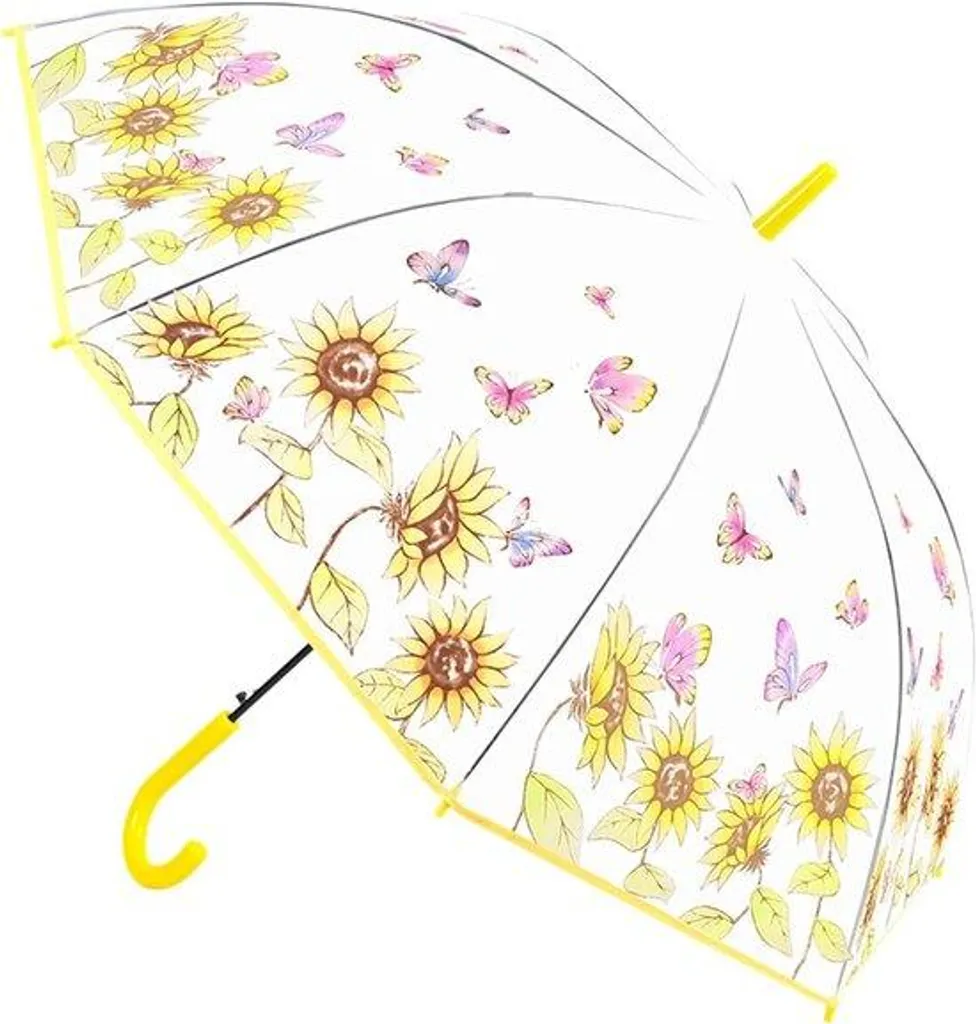 Parapluie transparent floral à 8 baleines en fibre de verre pour femme