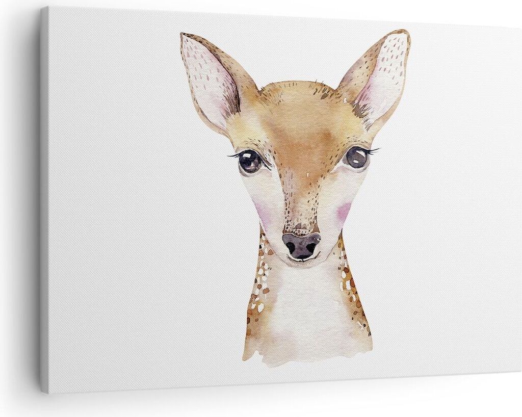 Bild auf Leinwand - Leinwandbild - Einteilig - Damhirschkuh Grafiken Kinder - 70x50cm - Wand Bild - Wanddeko - Wandbilder - Leinwanddruck - Bilder ...