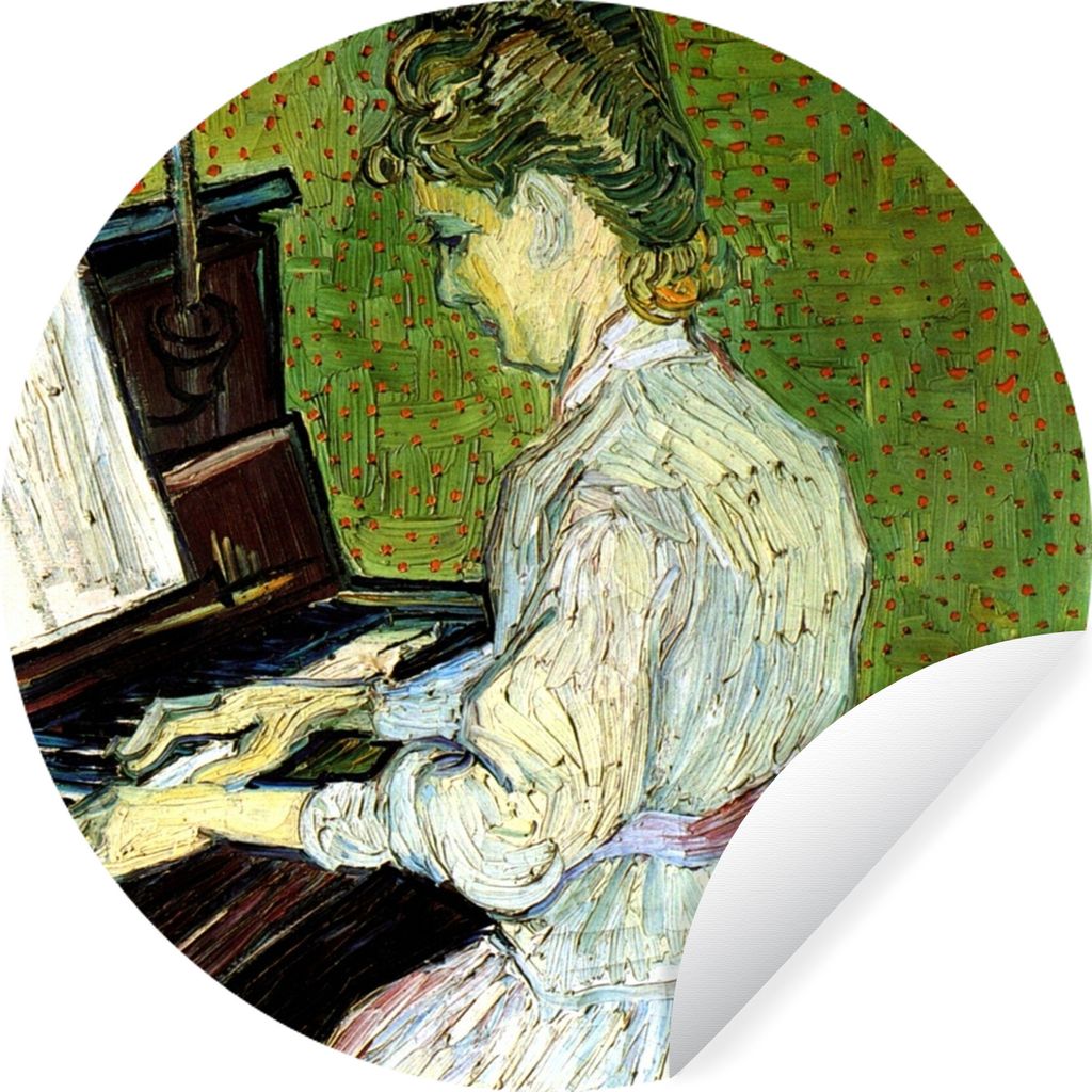 MuchoWow Runde Wandtattoo - Wandsticker Tapete Aufkleber Marguerite Gachet am Klavier - Vincent van Gogh Ø 30 cm Selbstklebend und Repositionier...