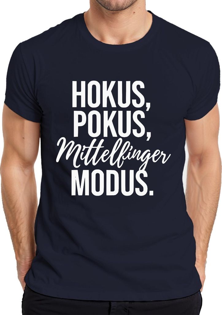 Hokus Pokus Mittellfinger Modus aktiv Lustiger Spruch Sarkasmus Herren T-Shirt, Navy, 3XL