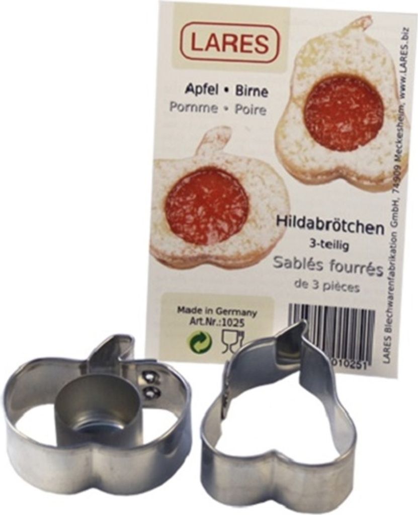 LARES Hildabrötchen Ausstecher Birne / Apfel 3er Set - 1025