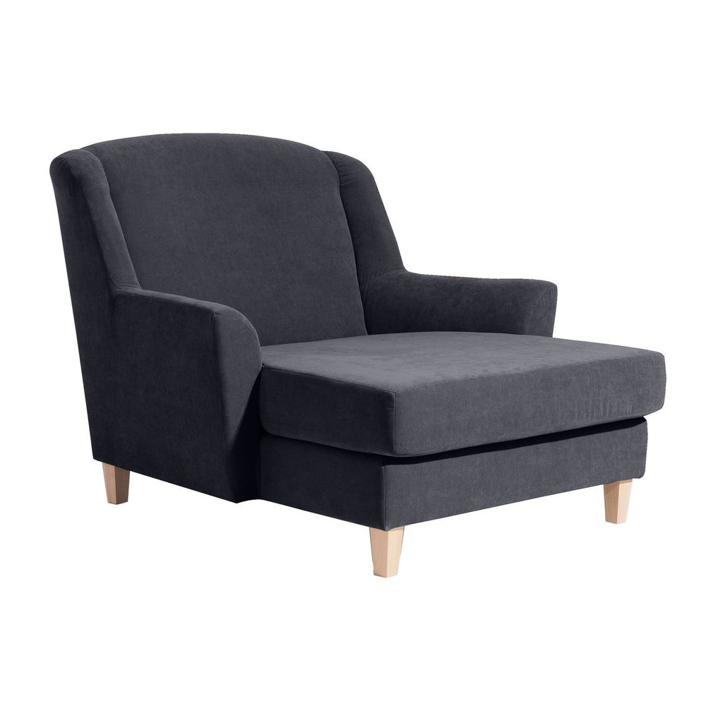 XXL Sessel Karil Bezug Veloursstoff Buche natur / anthrazit 21886
