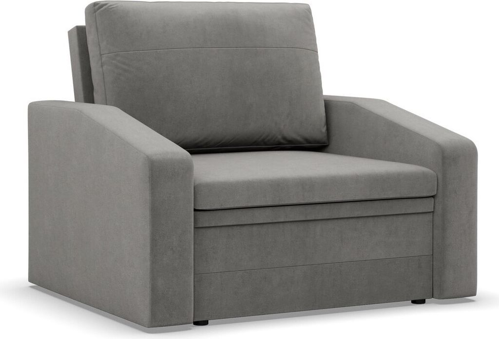 Sessel mit Schlaffunktion, Loungesessel für das Wohnzimmer, Orbit 80cm, Hellgrau