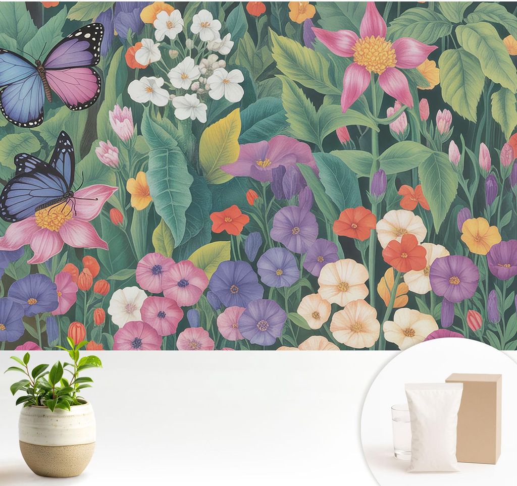 Fototapete - 104x70 cm - Tapete - Wandtapete - Wandbilder - Dekofolie - Tapete Folie - Wand - Dekoration - Wohnzimmer - Blumenexplosion