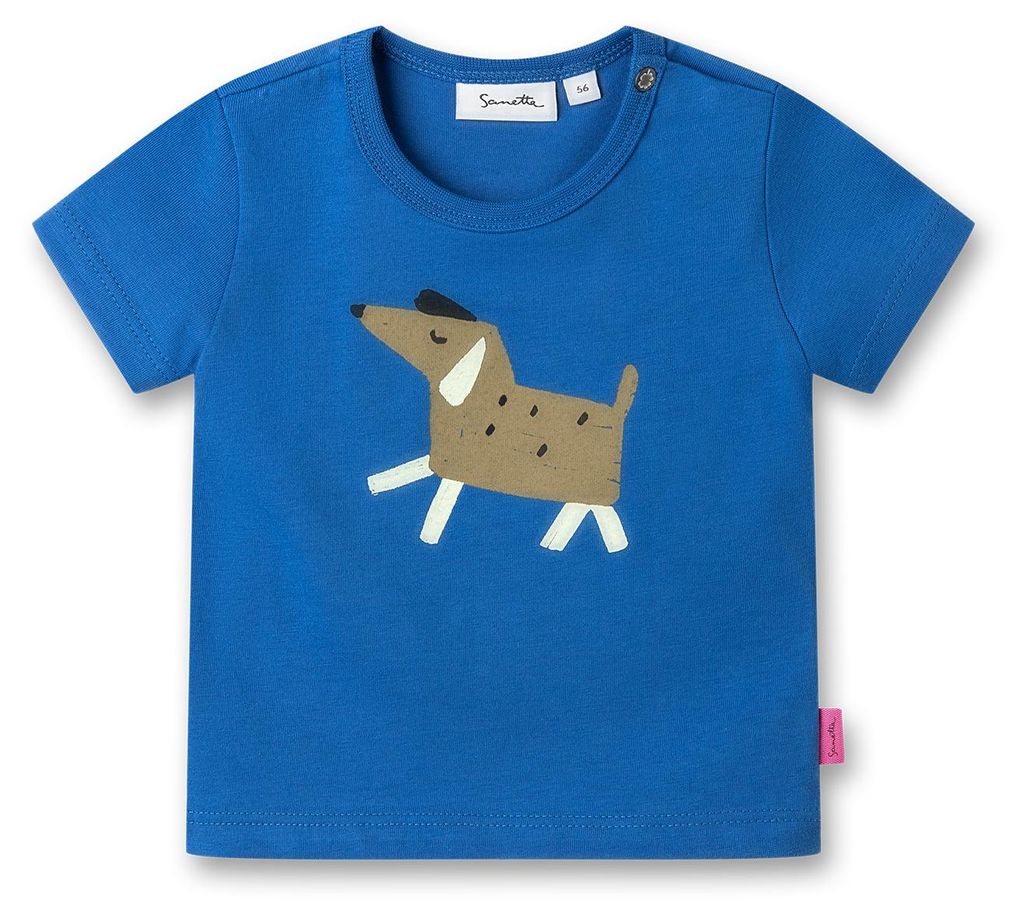 Sanetta Pure Baby T-Shirt blau Hund 68