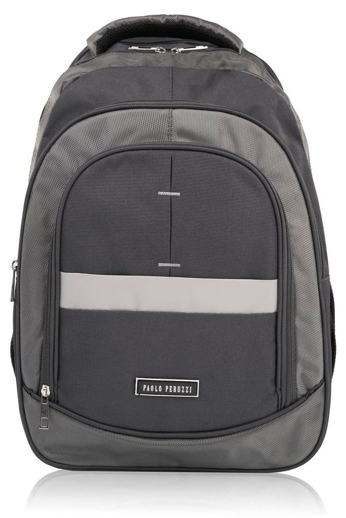 Grauer veganer Laptop-Rucksack für Männer zwischen Arbeit und Schule Paolo Peruzzi T-120-GRE
