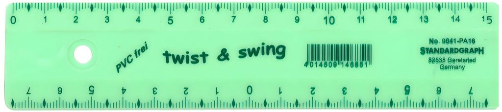 Standardgraph Lineal twist & swing Pastell 15 cm pastell minze, 25 Stück