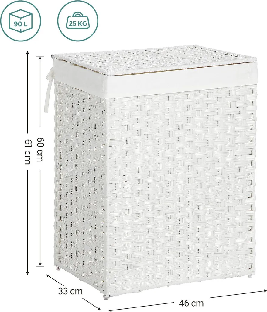 Panier à linge blanc polyrotin ventilé pour stopper les mauvaises odeurs