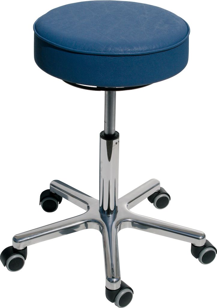 Drehhocker Indianapolis High | Sitzhöhe 54-72cm | Ø 53cm | Tragfähigkeit 110kg | Kunstleder-Sitz | Aluminium-Fußkreuz mit Rollen | Lichtblau