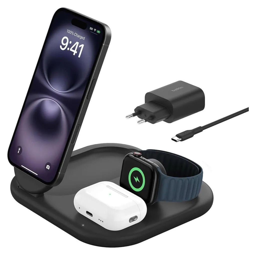 Belkin Station magnétique 3 en 1 charge rapide et design compact