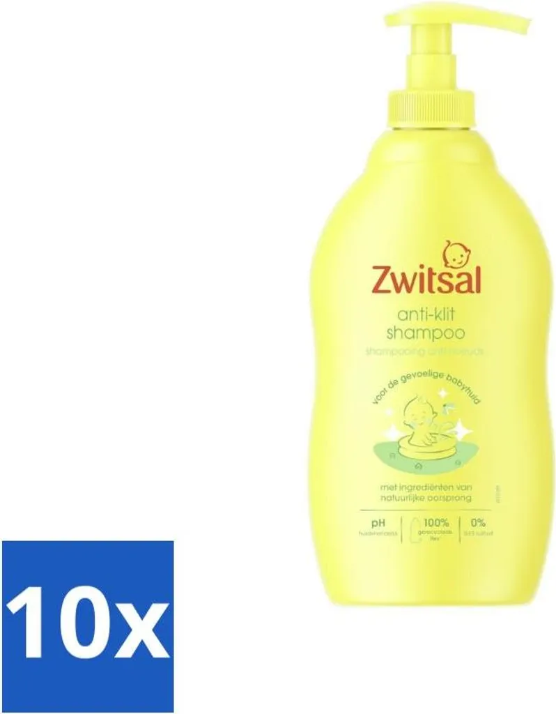 Shampooing Anti-Tangle Zwitsal Fini les Nœuds 400ml Lot de 10 pour Enfant