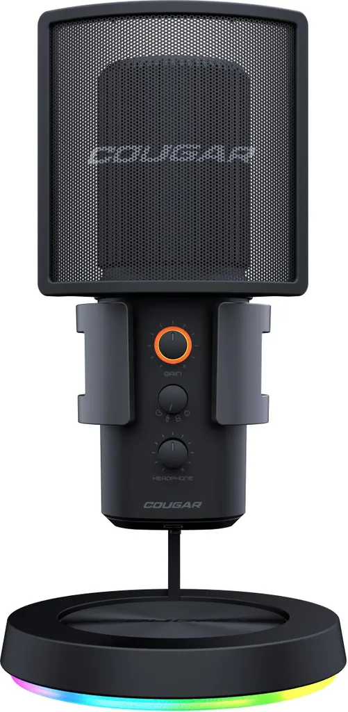 Microphone Podcast USB-C Cougar Screamer-X avec Câble 3m et Base RGB