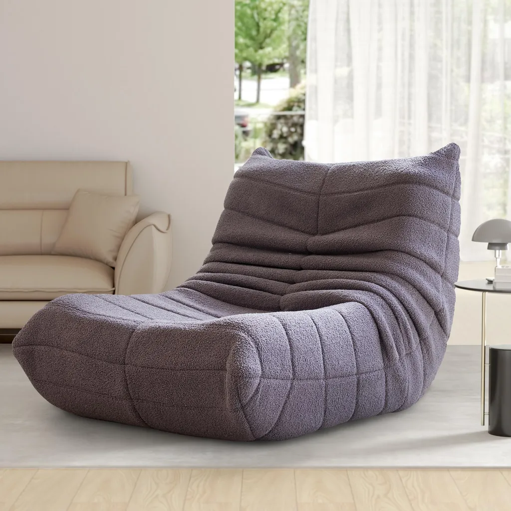 Canapé Paresseux Pliant et Confortable pour Méditation et Lecture Gris