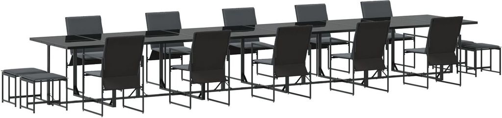 2025 Moderne 19-tlg. Garten-Essgruppe mit Kissen Stahl und Textilene - Gartenmöbel/Balkonmöbel Set Neu823634