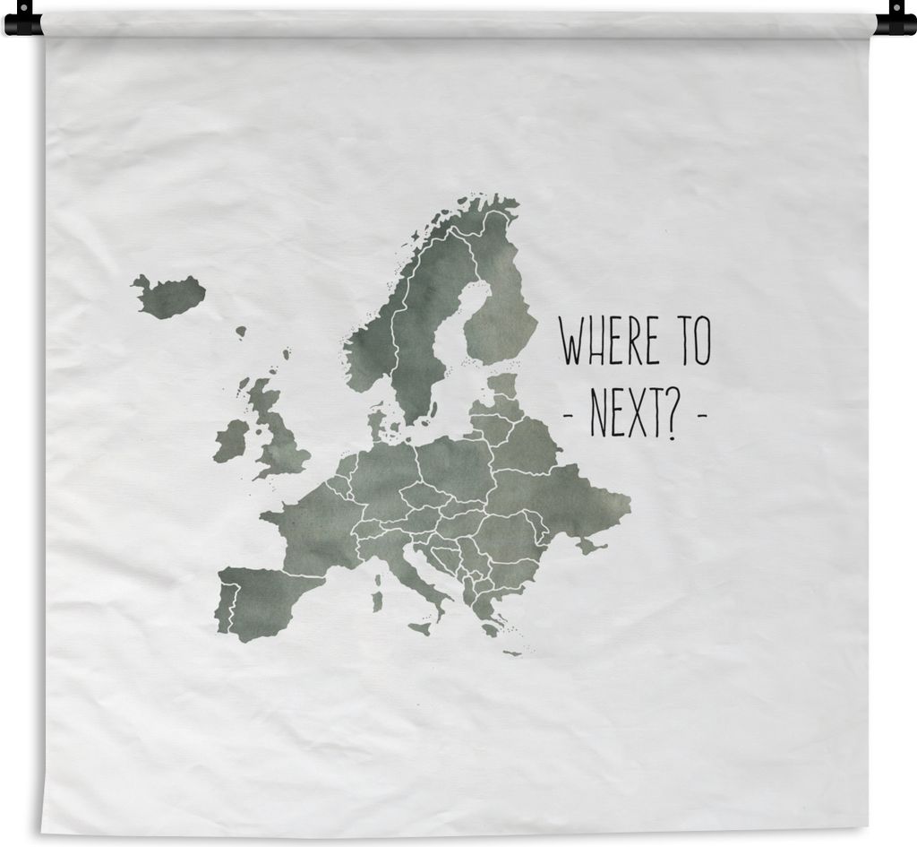 MuchoWow Wandteppich Wandbehang Karten - Europa - Briefe - Zitat 150x150 cm Tapisserie Dekoration Wandtuch - Wohnaccessoires - Modernes