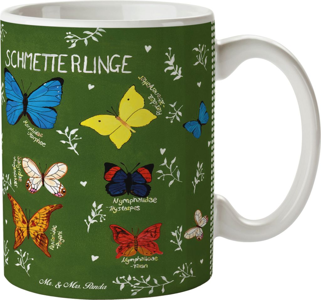 Mr. & Mrs. Panda Tasse Schmetterlinge - Geschenk, Kaffeetasse, Becher, Schmetterling, Kaffeebecher, Butterflies, Pott, Dekoration, Deko Wohnung, Fa...