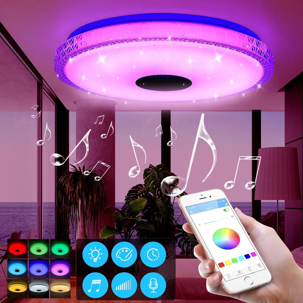 Plafonnier LED Intelligent 60W : Éclairage sur Mesure et Son Bluetooth - 2