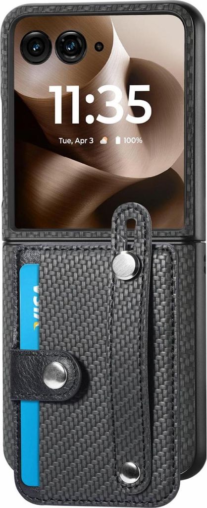Wallet Hülle für Motorola Razr 60 Ultra Kunstleder mit Handschlaufe Schwarz
