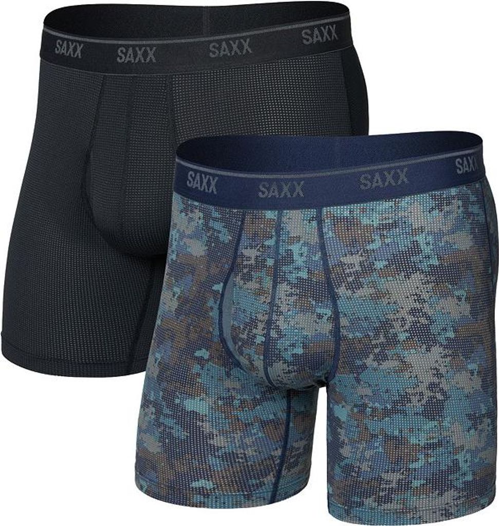 Boxershorts SAXX QUEST QUICK-DRY MESH BOXER BRIEF FLY 2er-Pack Herren, Matrix-Camo/Schwarz Größe: S