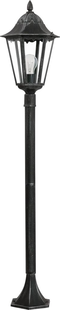 EGLO Außen-Stehlampe Navedo, 1 flammige Außenleuchte, Stehleuchte aus Aluguss und Glas, Schwarz mit Silber-patina, E27 Fassung, 120 cm, IP44