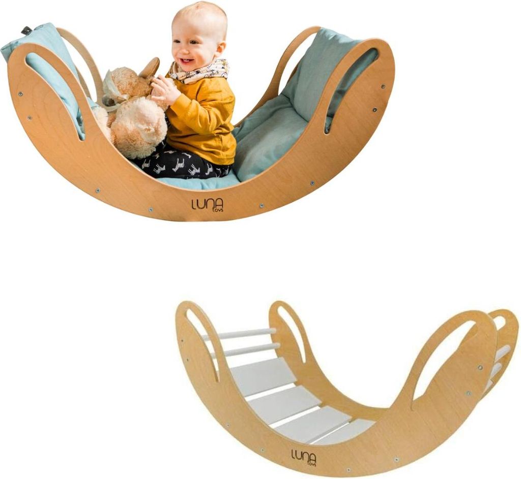 Kletterbogen Holz Schaukel "Smile" | Kletter Dreieck für Kinder | Montessori Spielzeug | Rockerboard Spielplatz