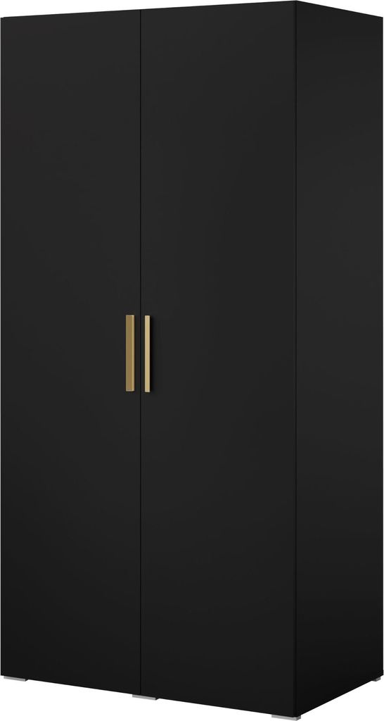 Drehtürenschrank Napoli 2D 100 Schwarz (schwarzer oder goldener Griff)
