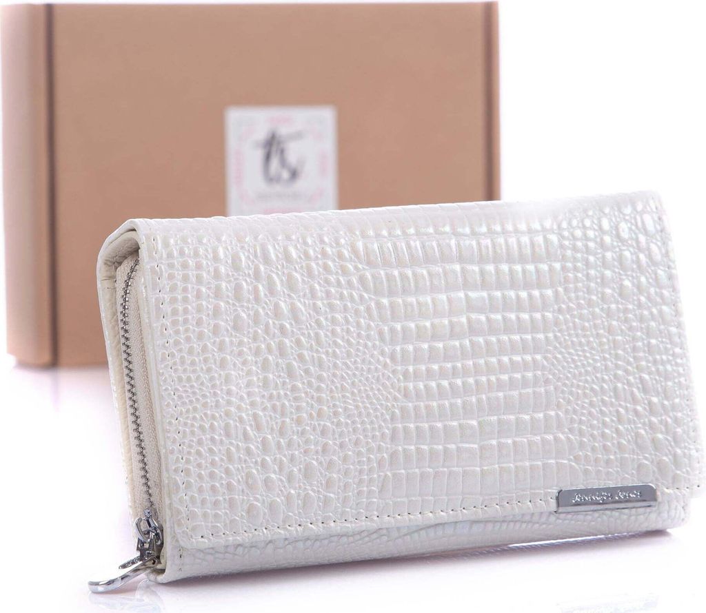 Jennifer Jones Damen Portemonnaie Geldbörse Portmonee Geldbeutel Lackiertes Echtelder mit RFID Schutz großes Münzfach mit Reißverschluss