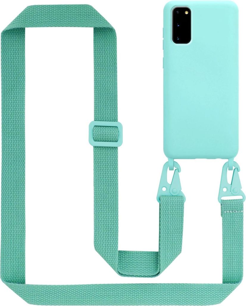 Cadorabo Schutzhülle für Samsung Galaxy S20 Hülle in Türkis Handykette Etui längenverstellbar Kordel Band