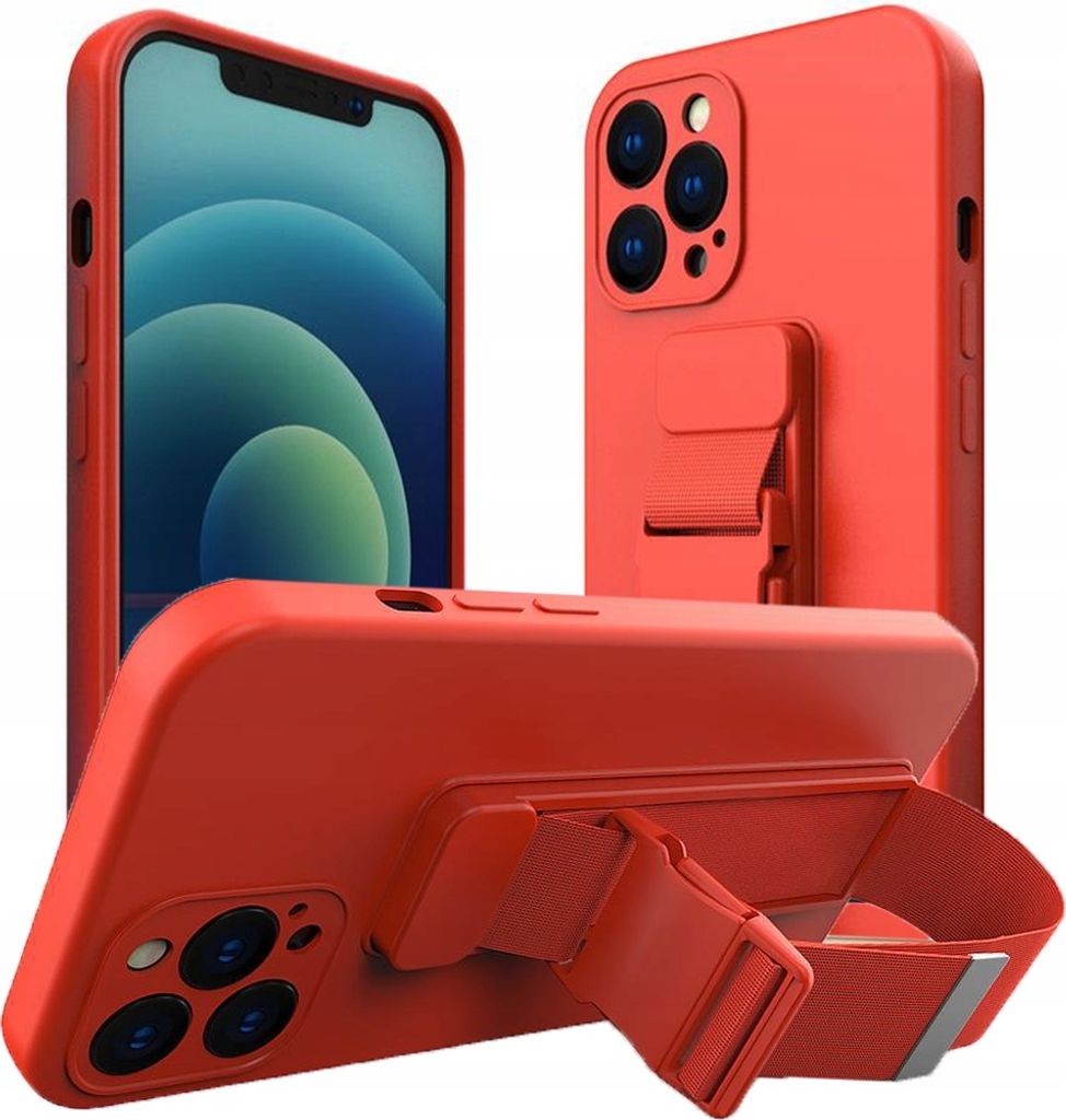 Rope Case Gel Case mit Kette Handtasche Lanyard Iphone 12 Mini Rot