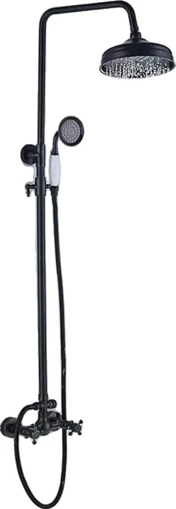 Système de douche noir avec colonne réglable et douche de tête ronde