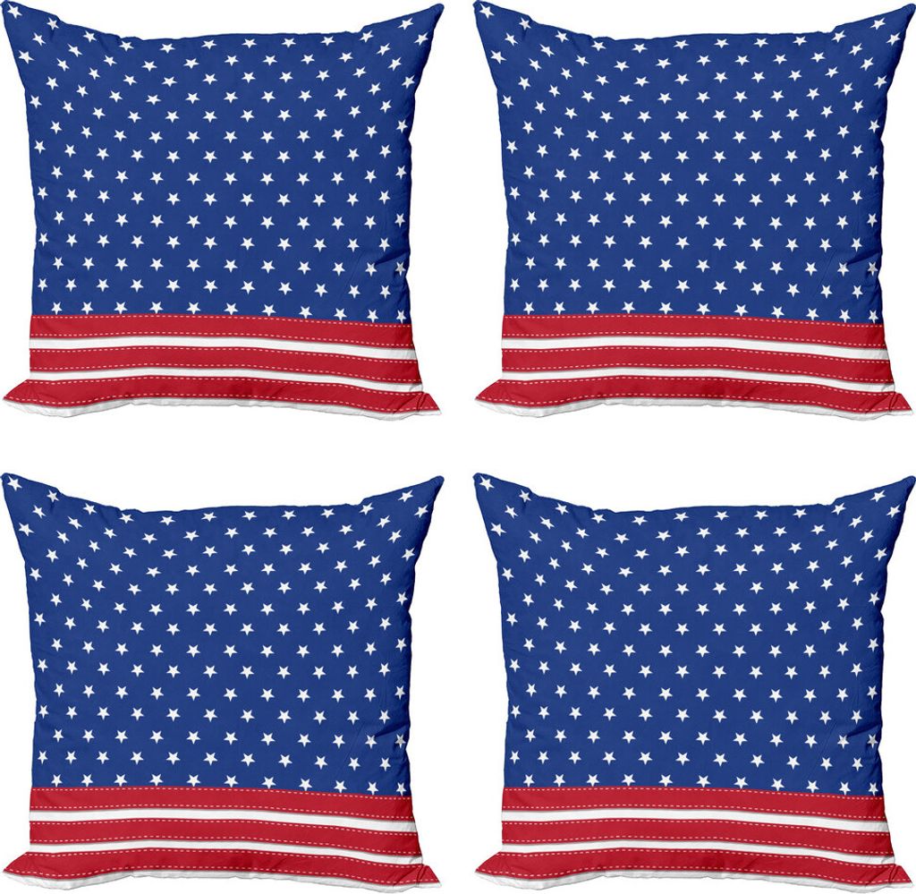 ABAKUHAUS 4. Juli Kissenbezug Set (4 Stück), Old Glory Entwurf, Moderner Doppelseitiger Digitaldruck, 60 cm x 60 cm, Mehrfarbig