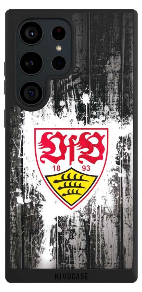 NIVOCASE Handyhülle für Samsung Galaxy S23 Ultra Hülle NIVOpure Case Schwarz Bundesliga Offizielles Lizenzprodukt VfB Stuttgart