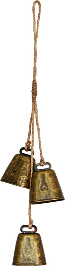 Iron Bell -Chime mit 3 großen Vintage -Kuhglocken am Seil rustikaler großes Wandhängedekoration Haushaltsvorräte-C