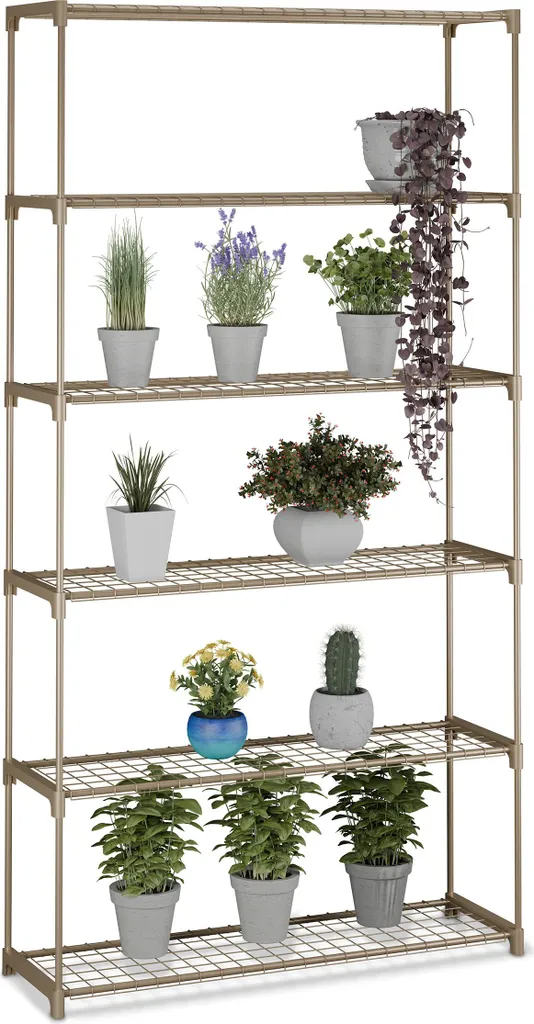 Support de fleurs multi-étages 6 niveaux pour décoration maison bois massif