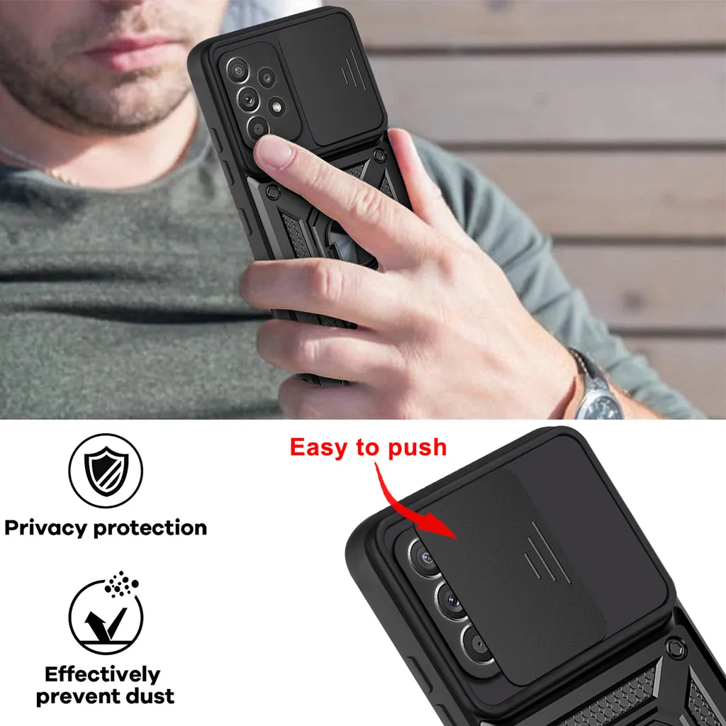 SEAHAI Cover per ZTE Blade A52, Glassato Traslucido Dura PC Protettiva Custodia Silicone TPU Bumper Antiurto AntiGraffio Case con 360° Anello Supporto, Cielo Blu