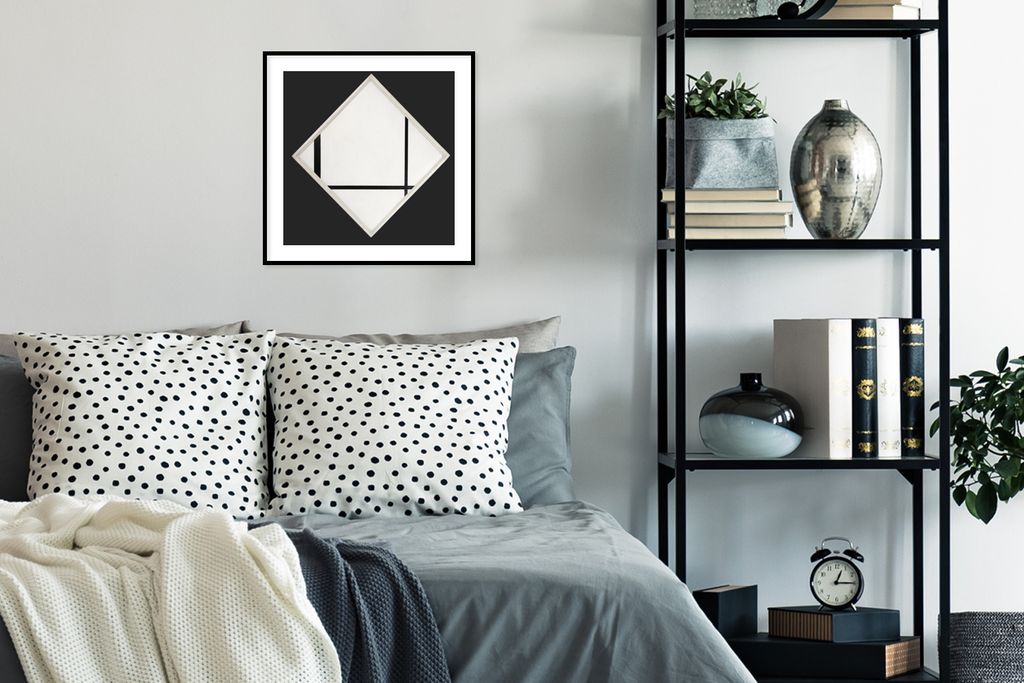 MuchoWow MuchoWow Gerahmtes Poster Komposition 4 - Piet Mondrian 40x40 cm - Poster mit zchwarzem Bilderrahmen - Poster - Plakat im Rahmen