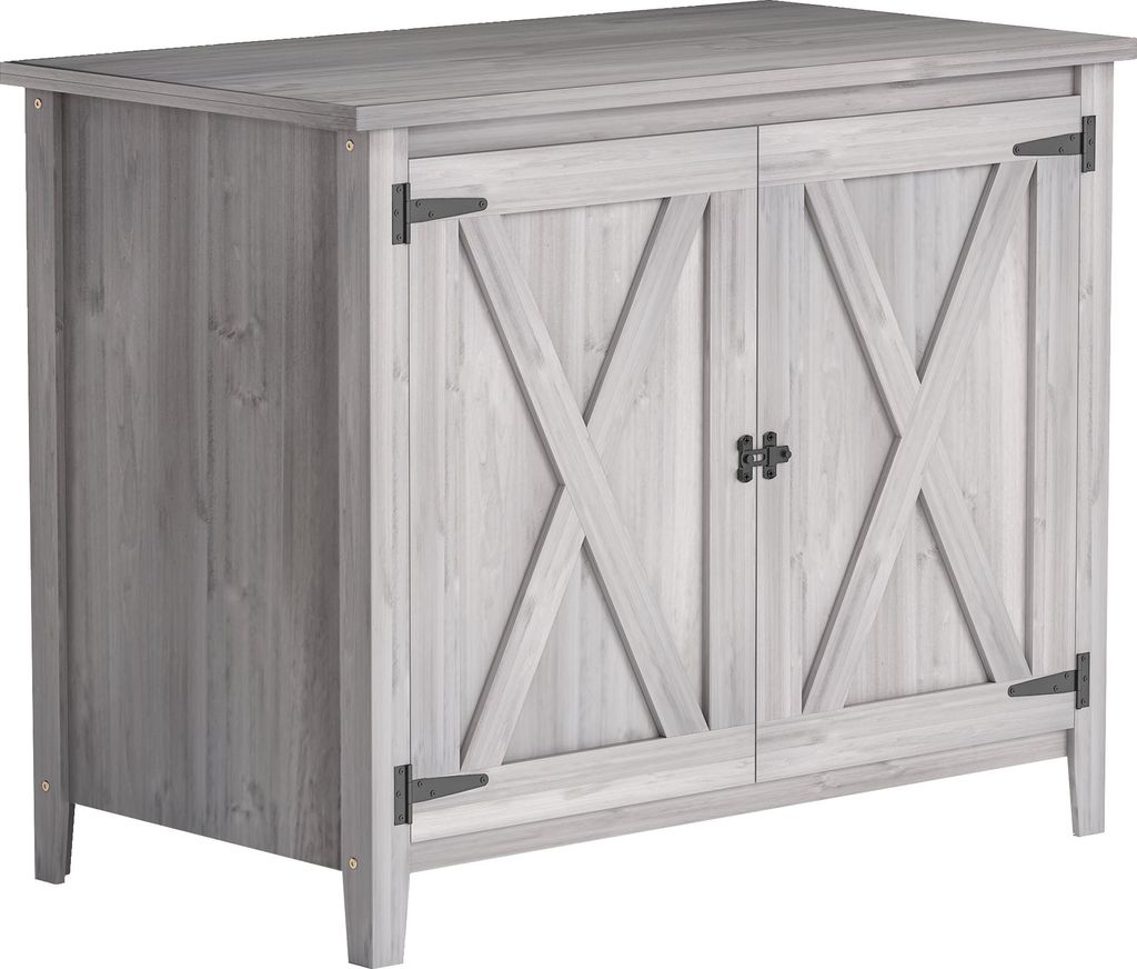 Gartenschrank, Holzschrank für Gartengeräte, Outdoor-Schrank für Terrasse, mit Doppeltüren, Scheunendesign, Hellgrau