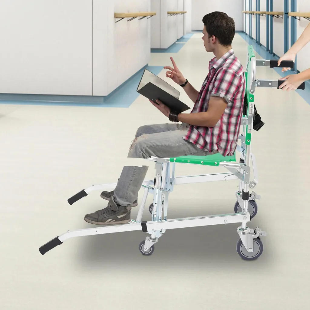 Chaise d'évacuation médicale pliable - Transfert sécurisé 159 kg - Vert