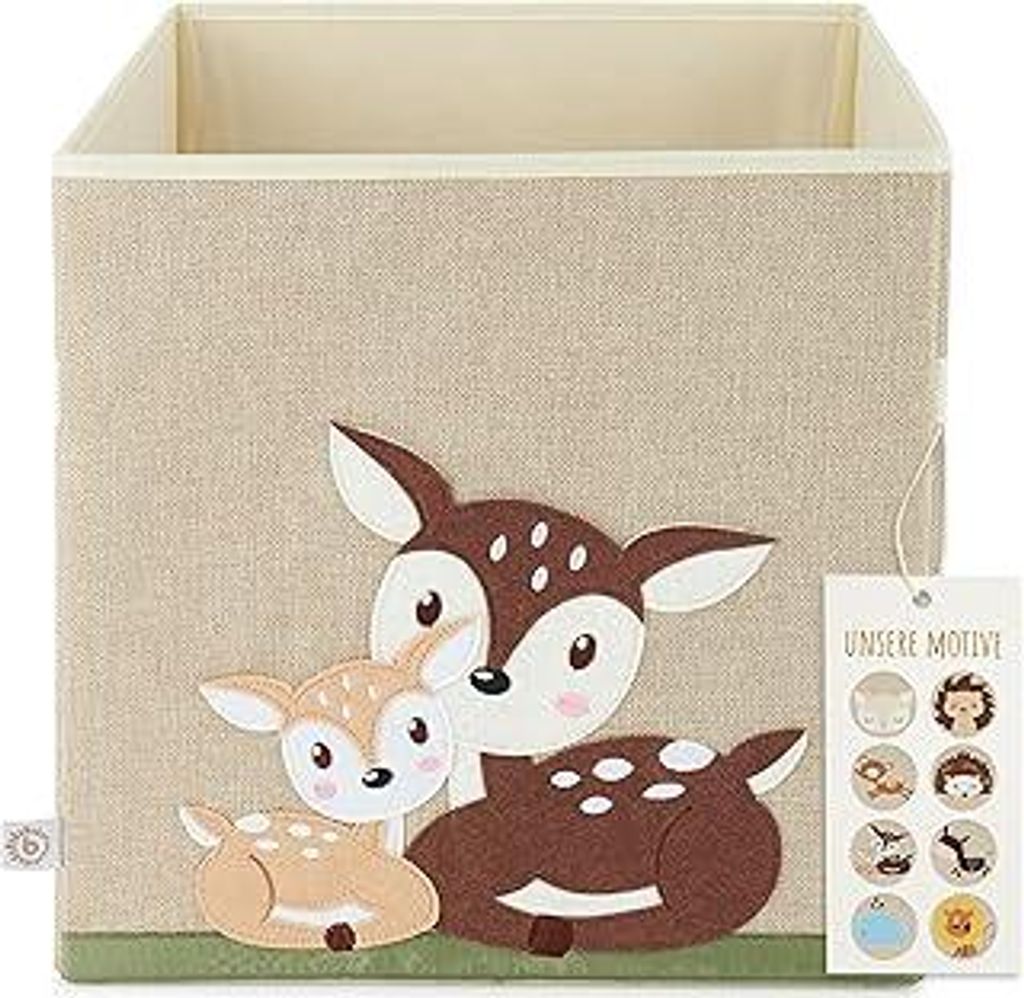 Bieco Aufbewahrungsbox Kinder Rehe | Kinderzimmer Aufbewahrung | Kallax Einsatz Kinder Spielzeug Aufbewahrungsbox faltbar Kinder Baby Aufbewahrungs...