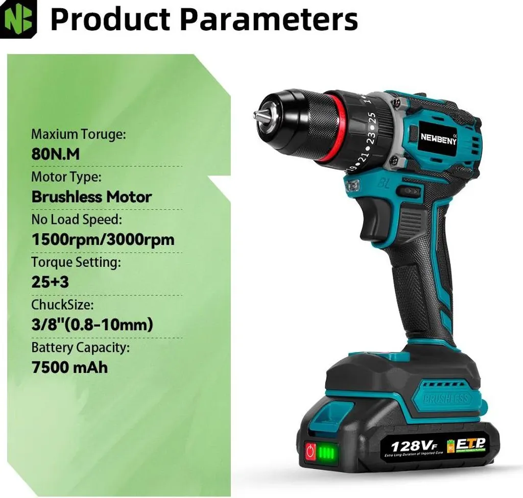 Perceuse à percussion sans fil 80 Nm pour percer facilement les murs durs - 3