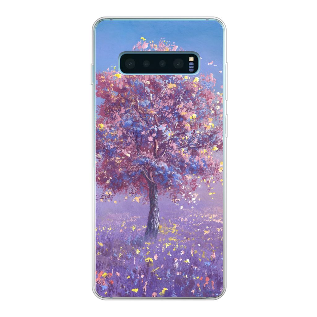 MuchoWow Handyhülle Schutzhülle Hülle für Samsung Galaxy S10 Lite Baum - Sommer - Rosa Silikon Softcase Handy Hülle - Schutz