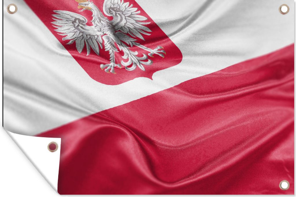MuchoWow 60x40 cm Outdoor-Poster Gartendeko Sichtschutz Garten Poster für den Garten Eine Nahaufnahme der polnischen Flagge