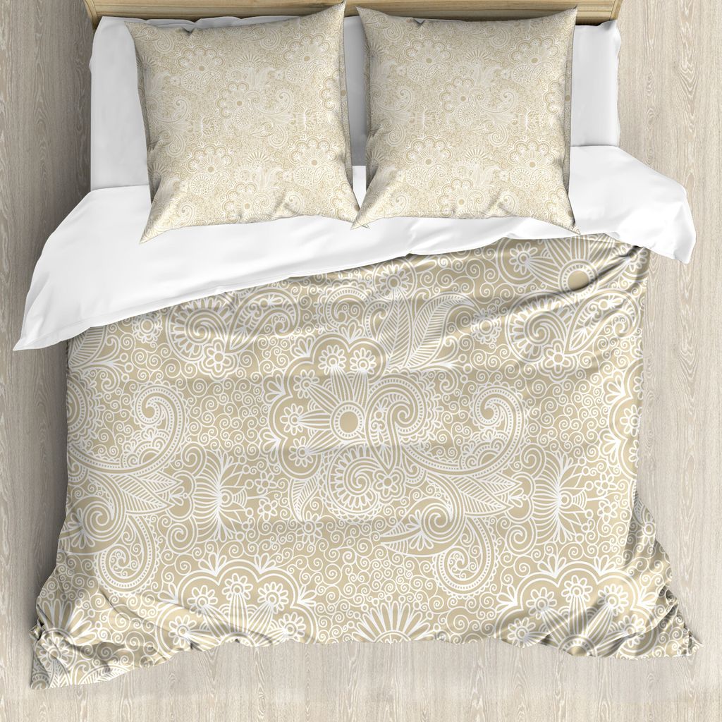 ABAKUHAUS orientalisch Bettbezug, Nature Inspired Kunst-Motiv, Milbensicher Allergiker geeignet mit Kissenbezügen, 155 cm x 220 cm - 80 x 80 cm, W...