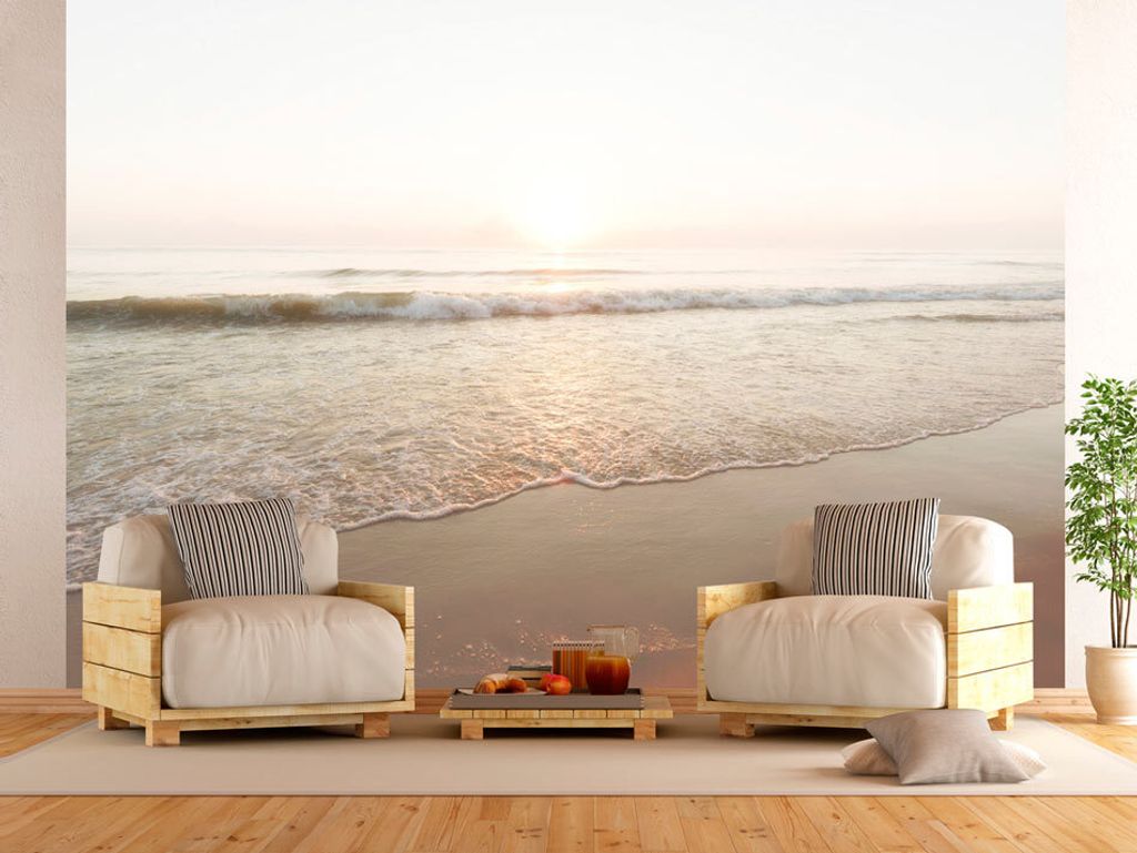 Vlies Fototapete Strand und Meer 400x280 cm Tapeten Wandtapete XXL Natur Landschaft Sonnenaufgang c-B-0080-a-b