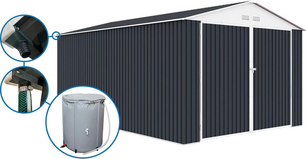 Metallgarage "Houston" - 18,56 m² mit Dachrinne und Produktbild 