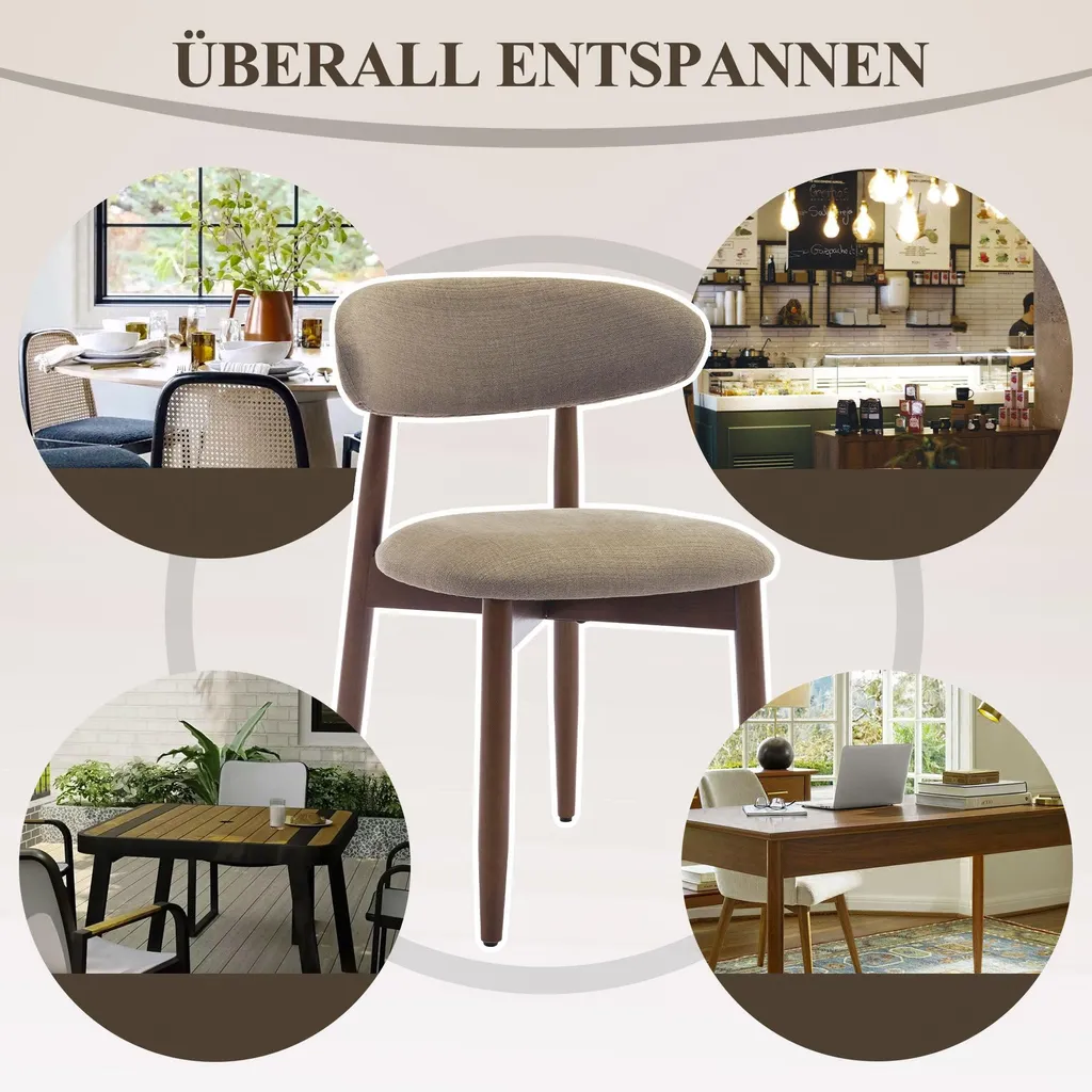 Chaises de table COLAMY lot de 4 robustes et minimalistes ton camel