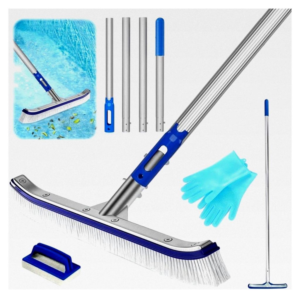 Pool Reinigungsset mit 43 cm Bürste und verstellbarer Aluminium-Teleskopstange